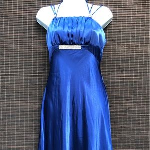 NWT Jessica McClintock for Gunner Sax maxi royal blue spaghetti straps Sz 5